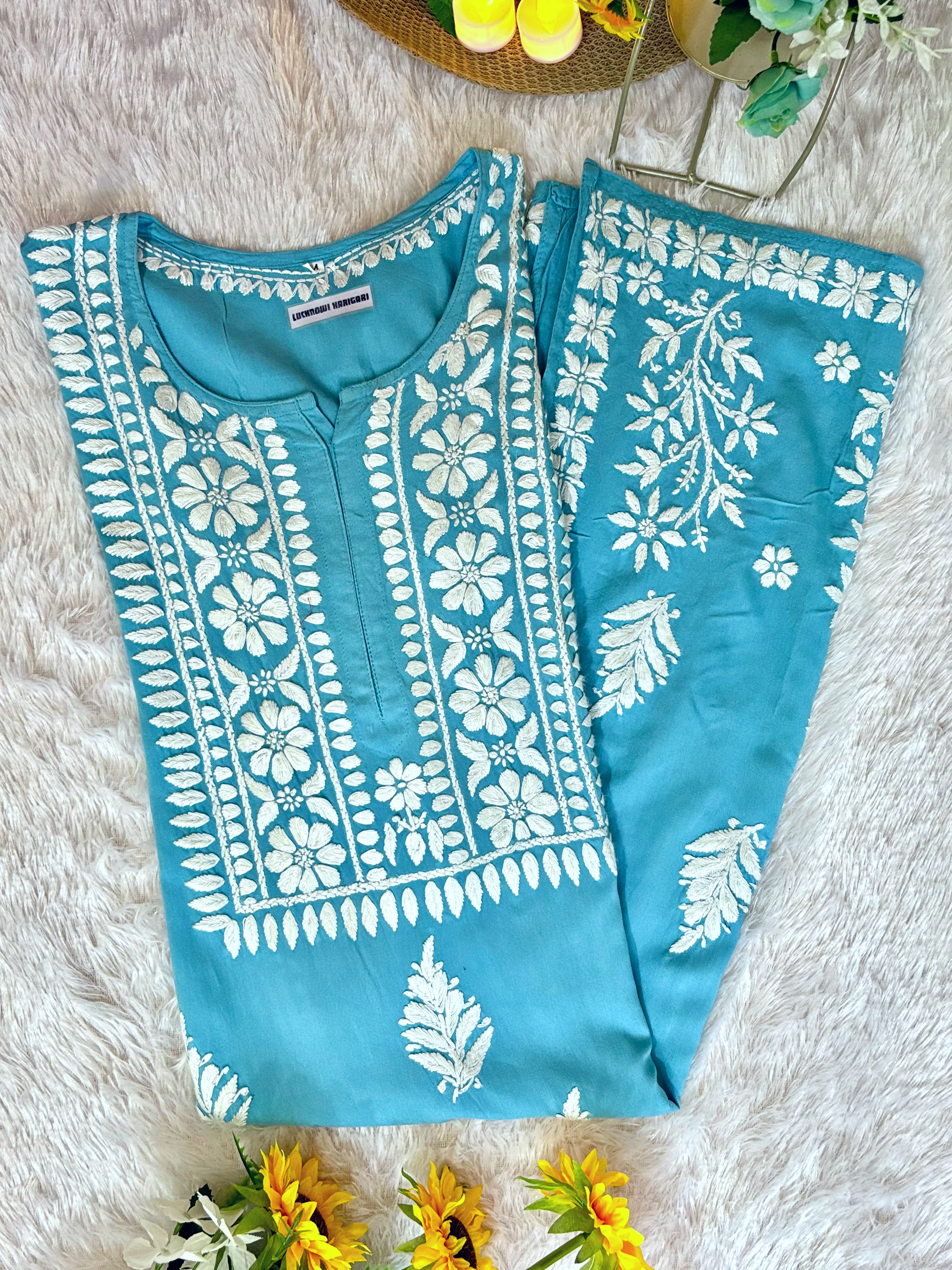 Raya Rayon Powder Blue Kurti