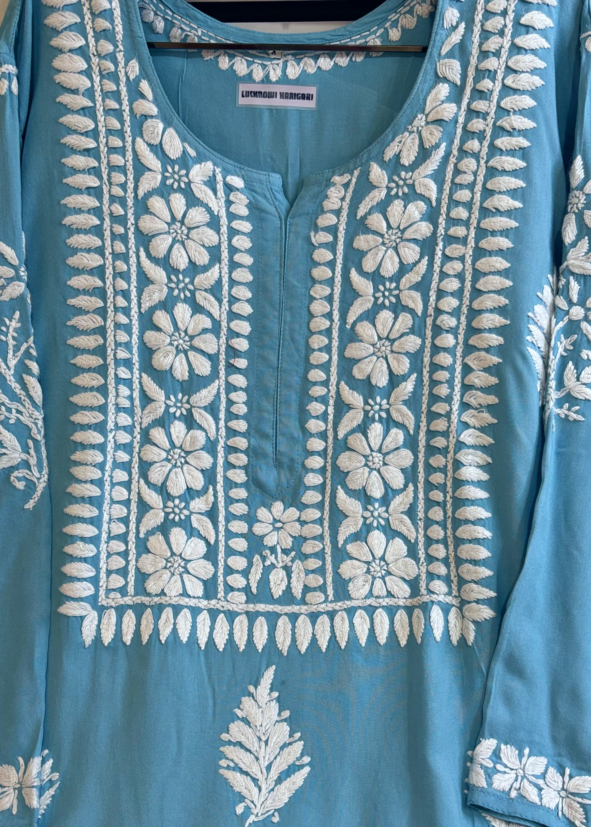 Raya Rayon Powder Blue Kurti