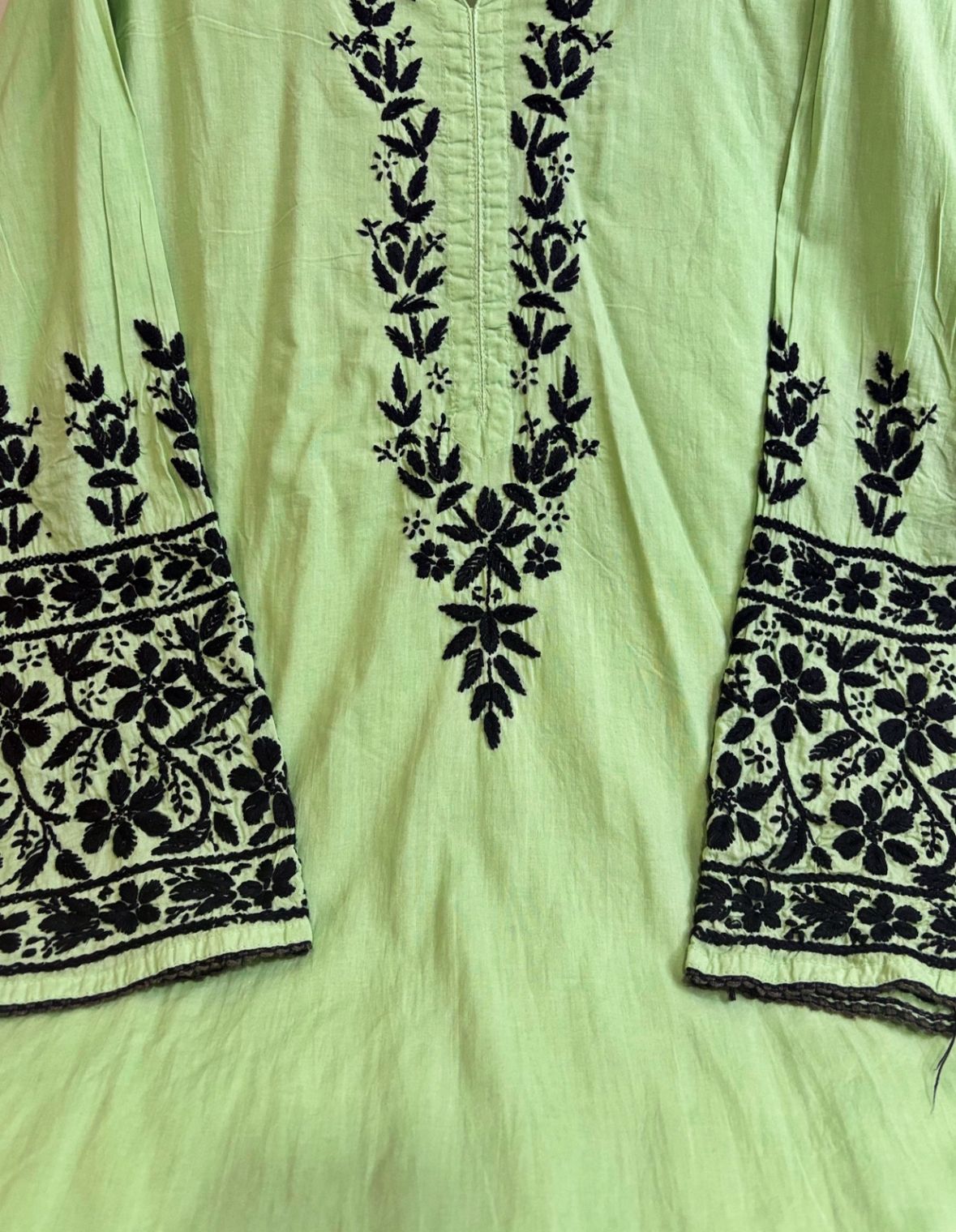 Malmal Cotton-Pista Green Kurti with Afgani Shalwar