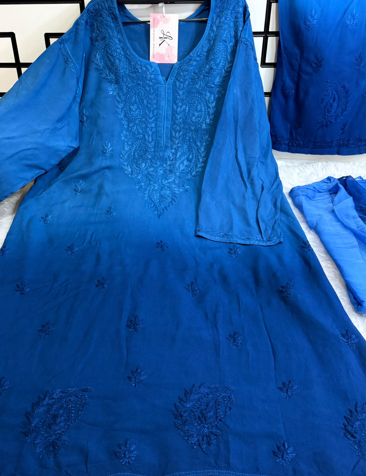 Blue Rayon fabric 3 Psc Set