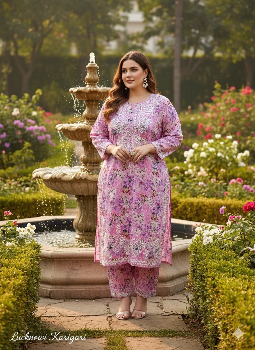 Levender Colour Cotton Fabric Palazzo Set