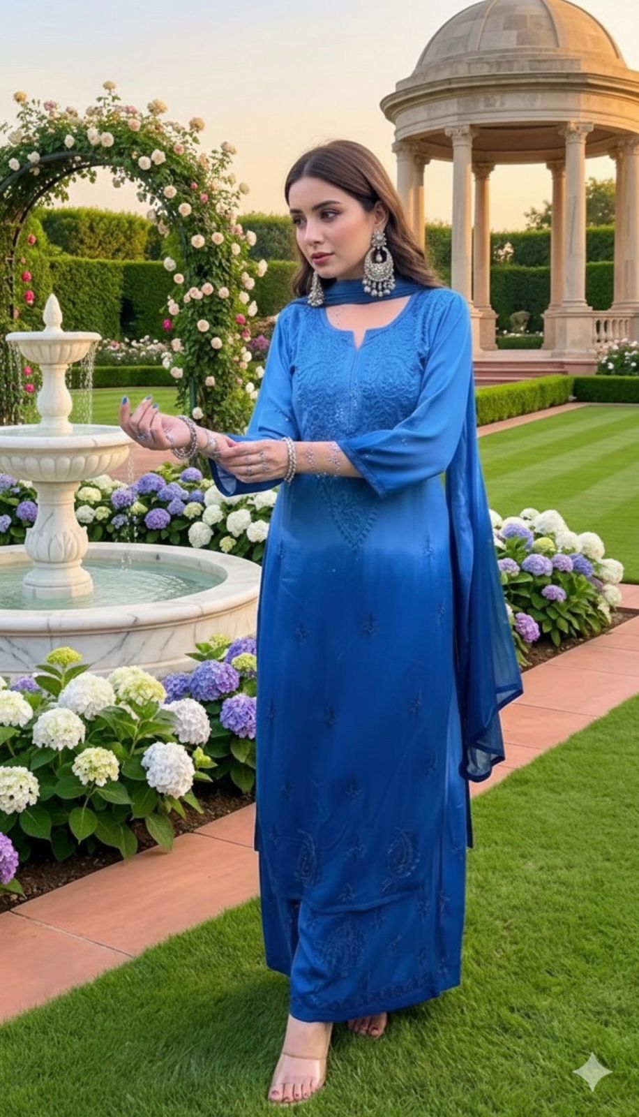 Blue Rayon fabric 3 Psc Set