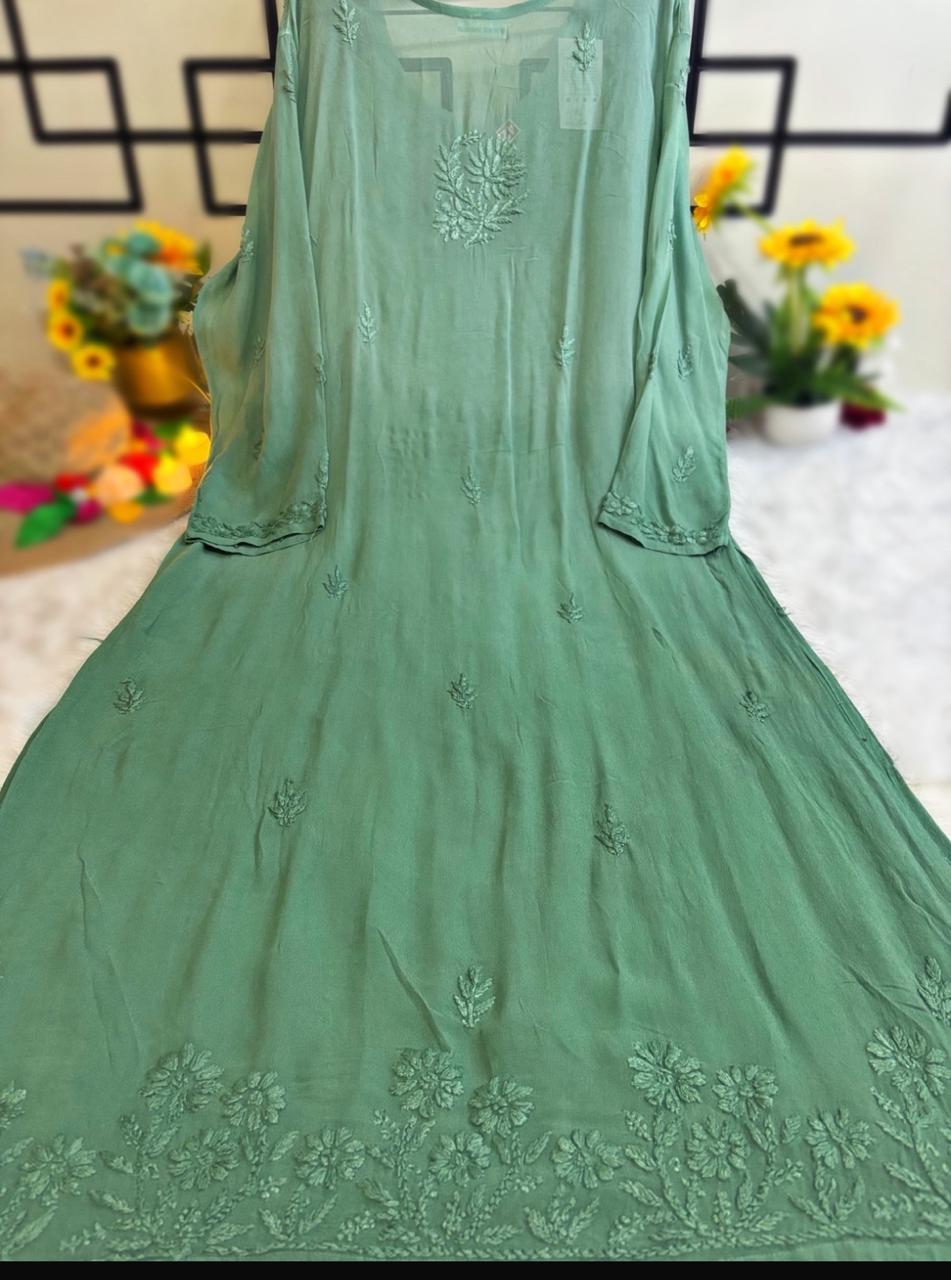 Premium Viscouse- Sea Green Ombre Kurti with Inner