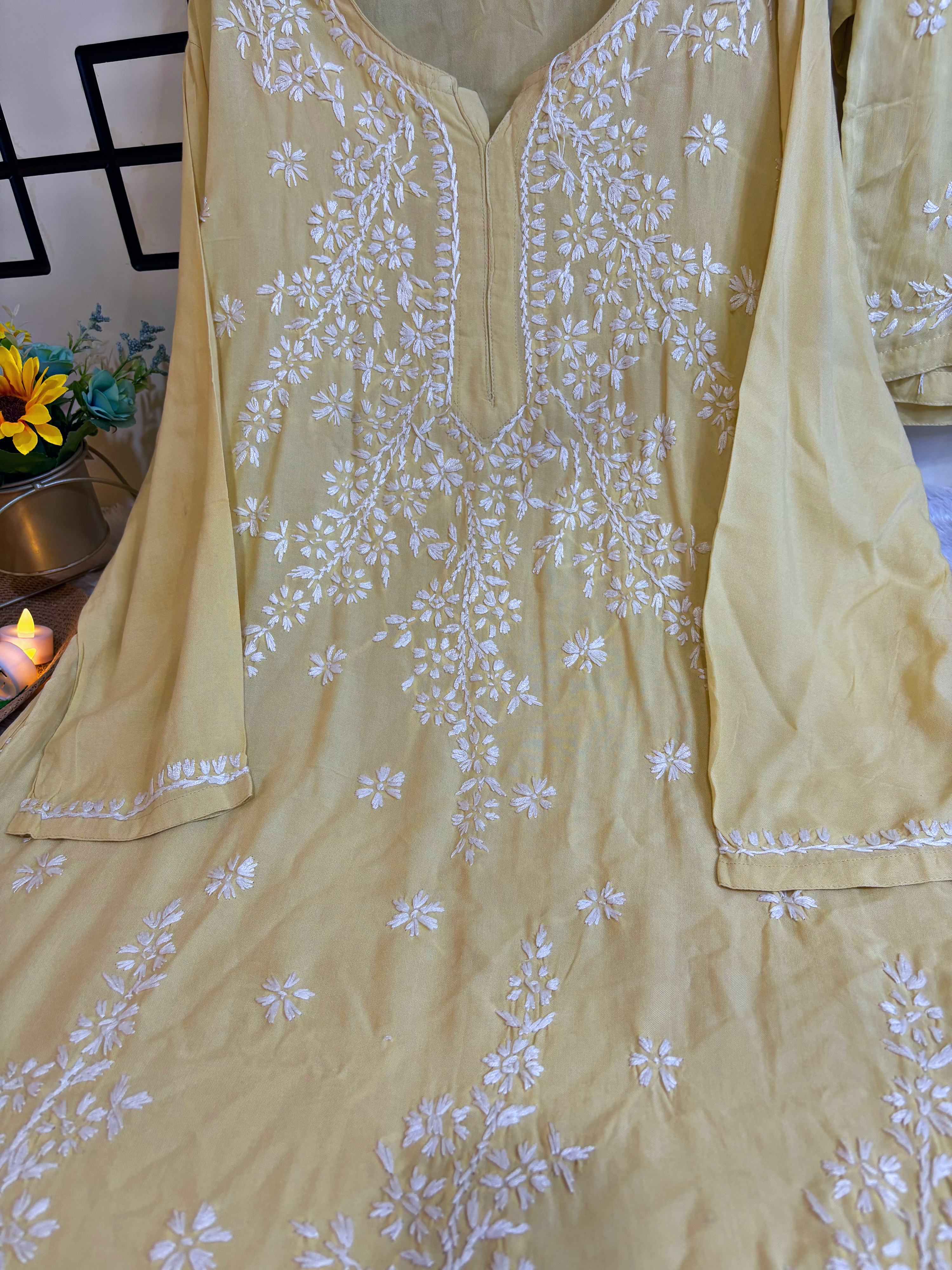 Fatima Rayon- Lemon Yellow Kurti & Palazzo Set