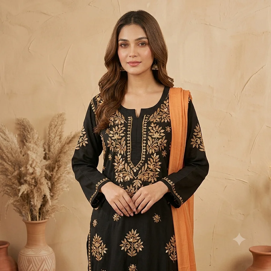 Brown Alifa Rayon fabric 3 Psc Set
