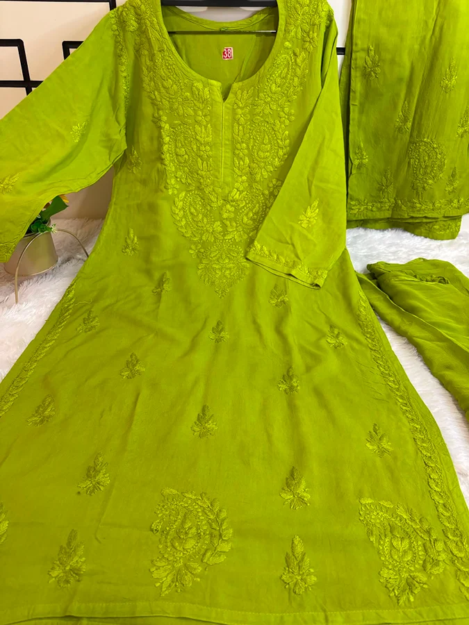 Olive Green Rayon fabric ombre 3 Psc Set