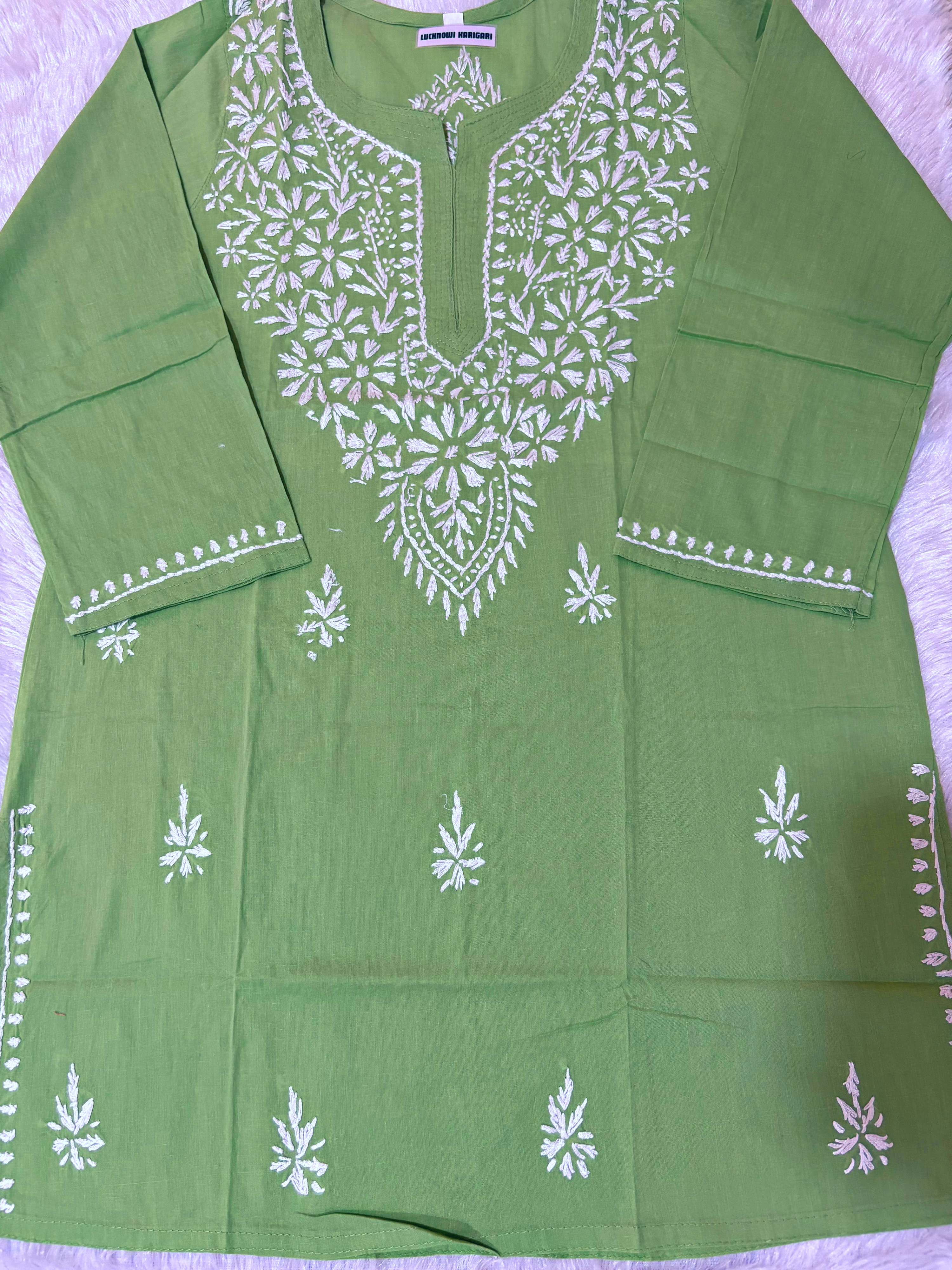 Pista Green -Soft Cotton Short Kurta