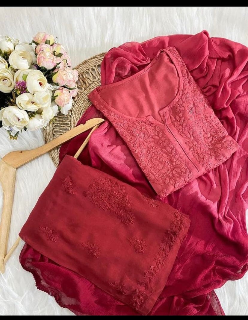 Red Rayon fabric 3 Psc Set
