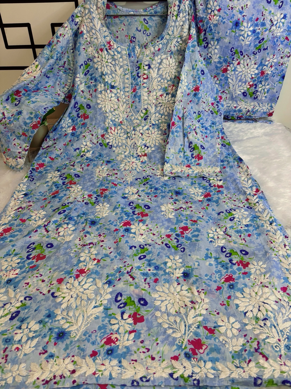 Blue Colour Cotton Fabric Palazzo Set