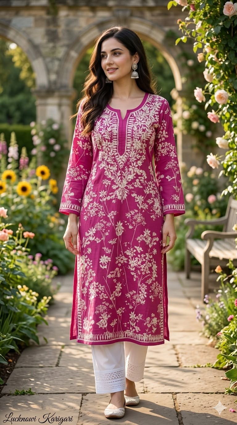 Malmal Cotton- Pink Kurti