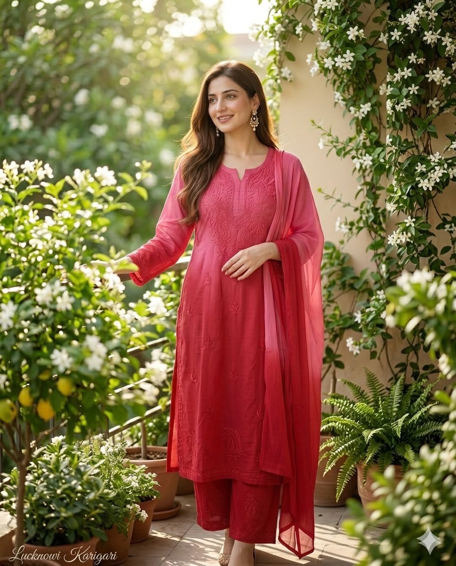 Red Rayon fabric 3 Psc Set