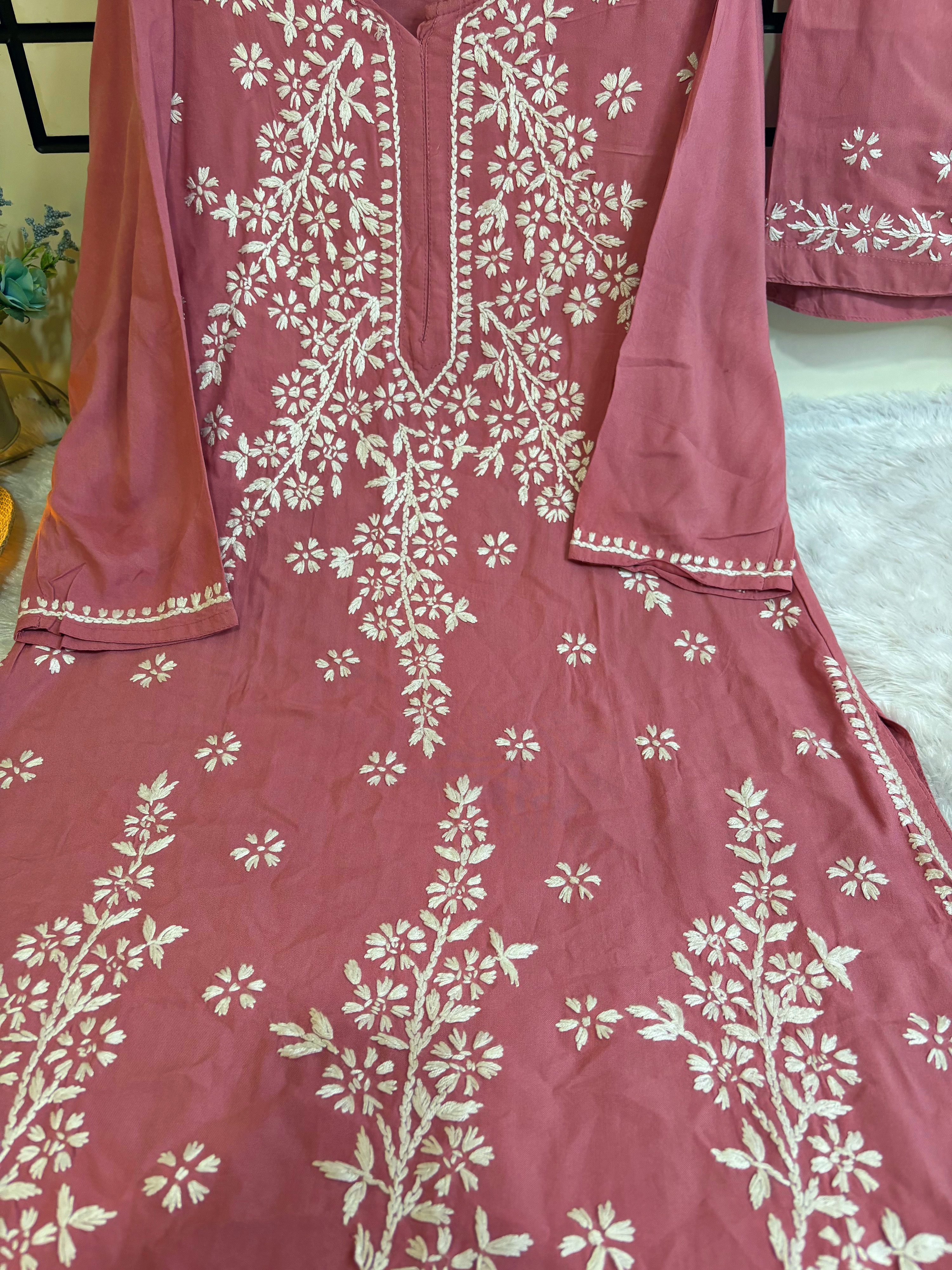 Fatima Rayon- Mauve Kurti & Palazzo Set