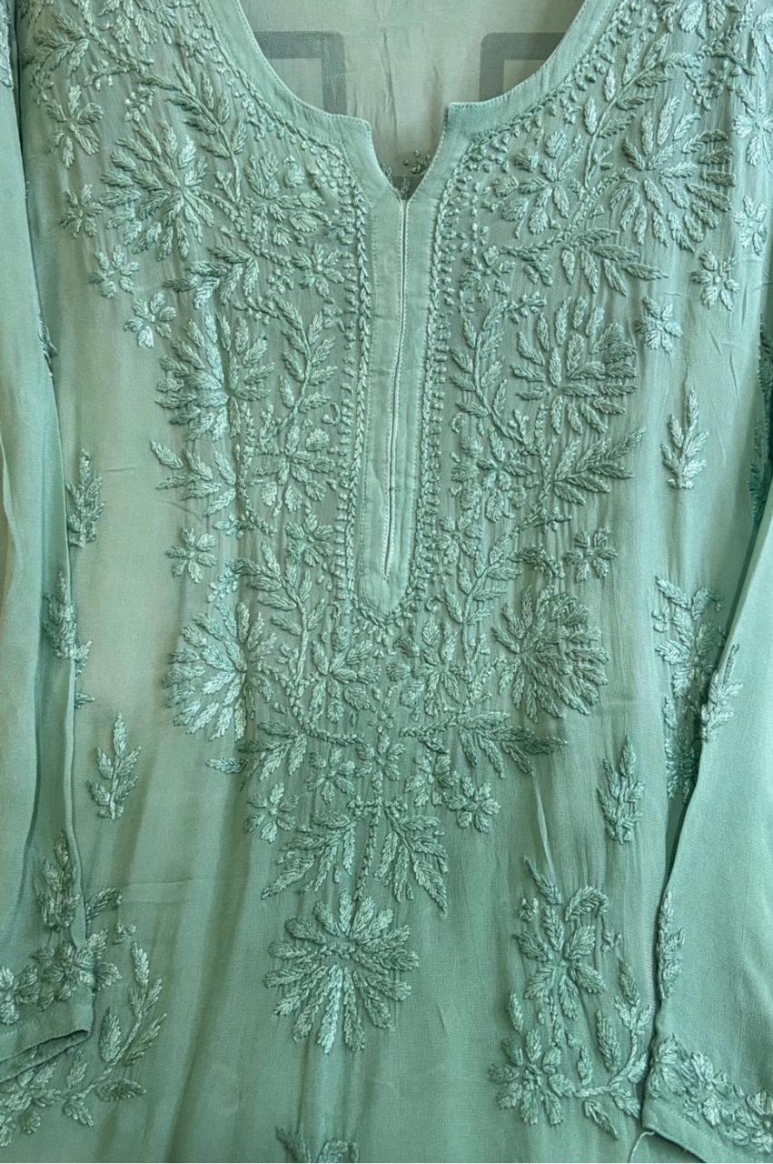 Premium Viscouse- Sea Green Ombre Kurti with Inner