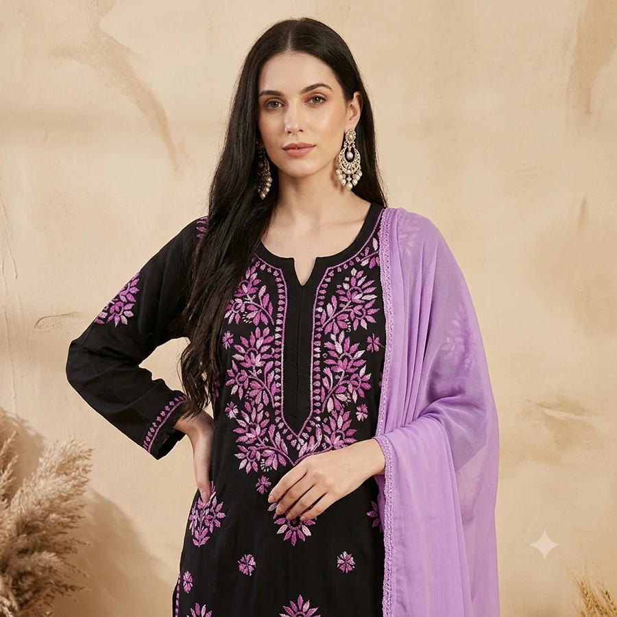 Levender color Alifa Rayon fabric 3 Psc Set