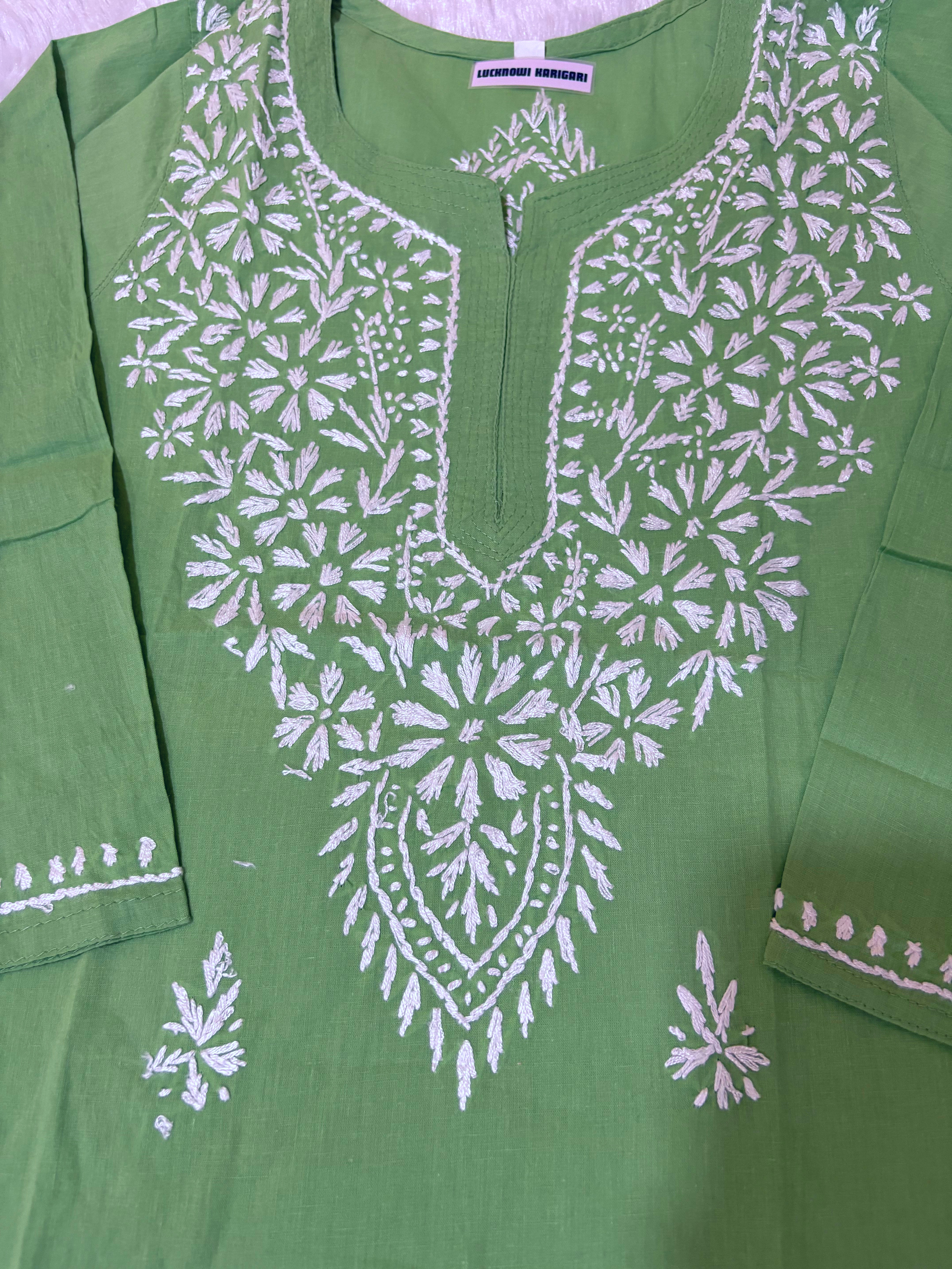 Pista Green -Soft Cotton Short Kurta