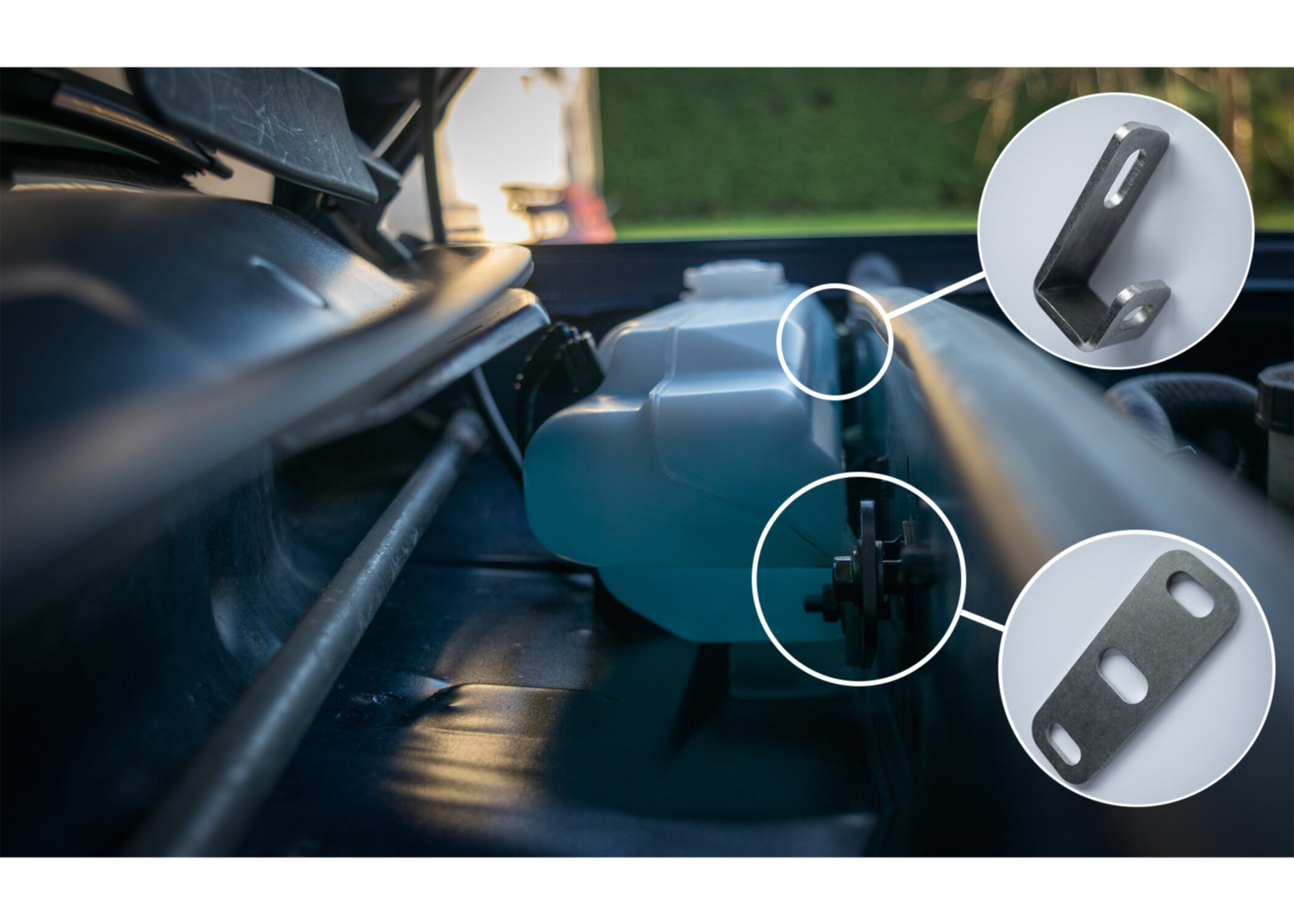 Suzuki Capuccino windshield wiper fluid reservoir bracket set