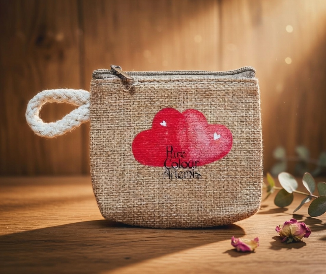 Monedero de yute con corazón | Jute coin purse with heart by Elena Exenberger