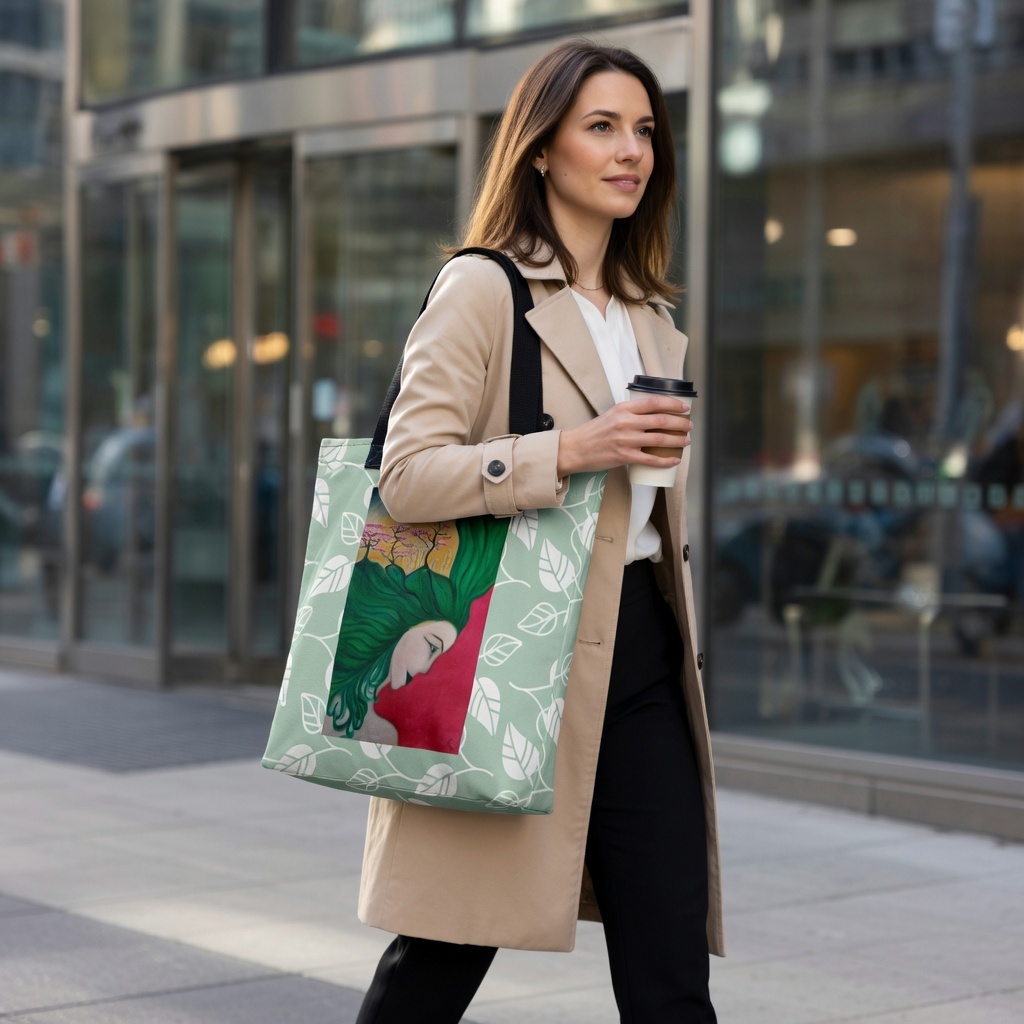 Artistic Leaf Pattern Tote Bag GAIA by Elena Exenberger