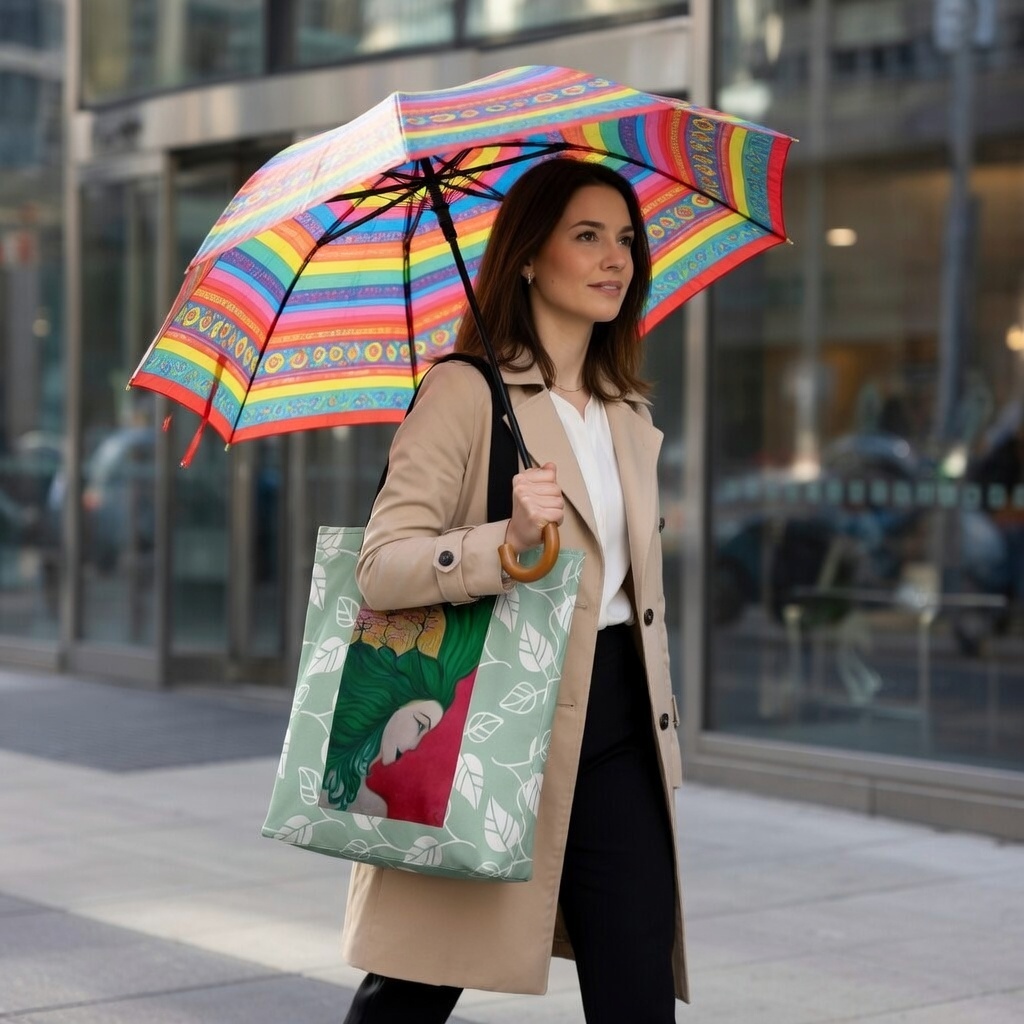 Artistic Leaf Pattern Tote Bag GAIA by Elena Exenberger