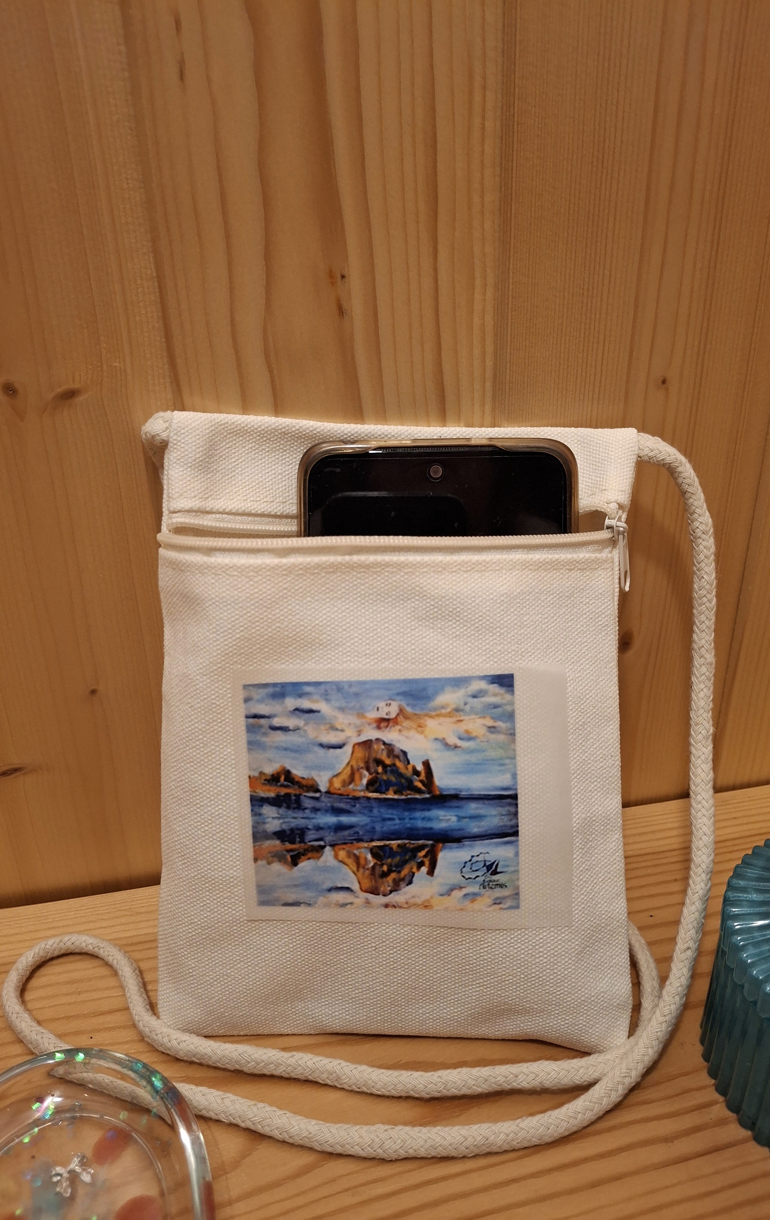 Bolso bandolera de algodón con diseño único de pintura - Es Vedra |  Cotton shoulder bag with unique painted design - Es Vedra