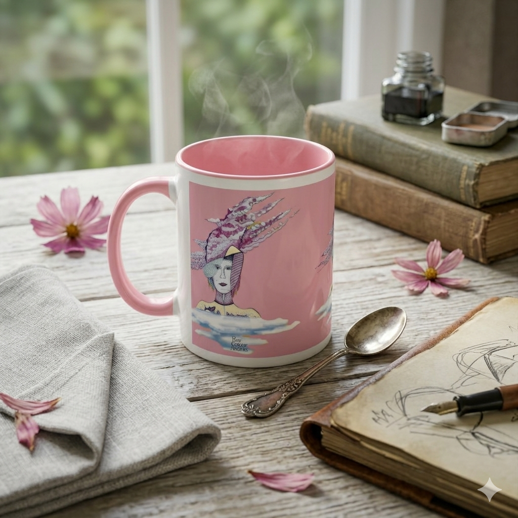 Taza artística rosa