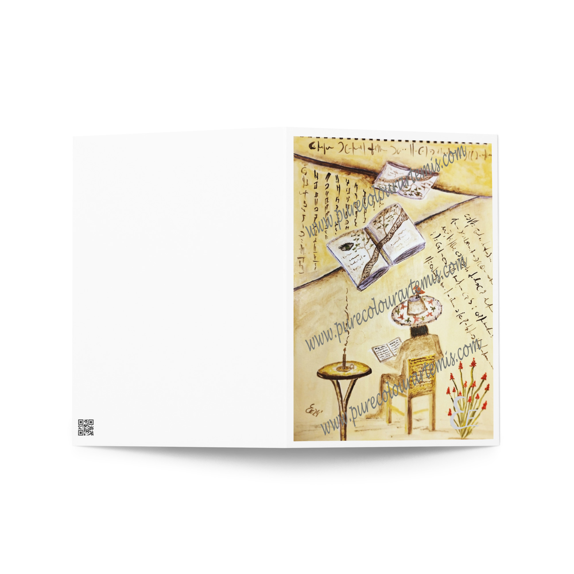 Tarjeta artística para amantes de la lectura.