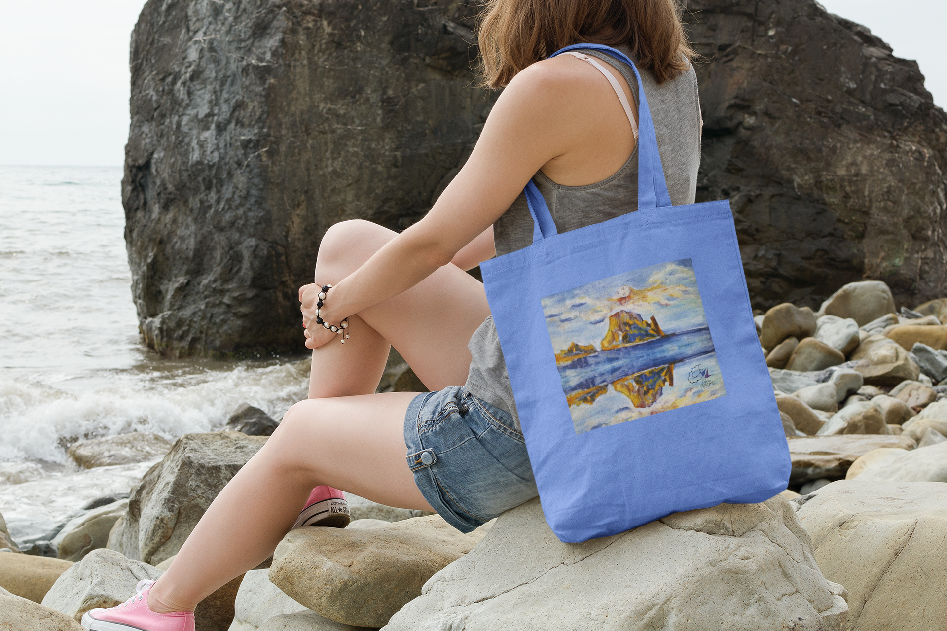 Bolsa de tela con diseño artístico Es Vedra by Elena Exenberger
