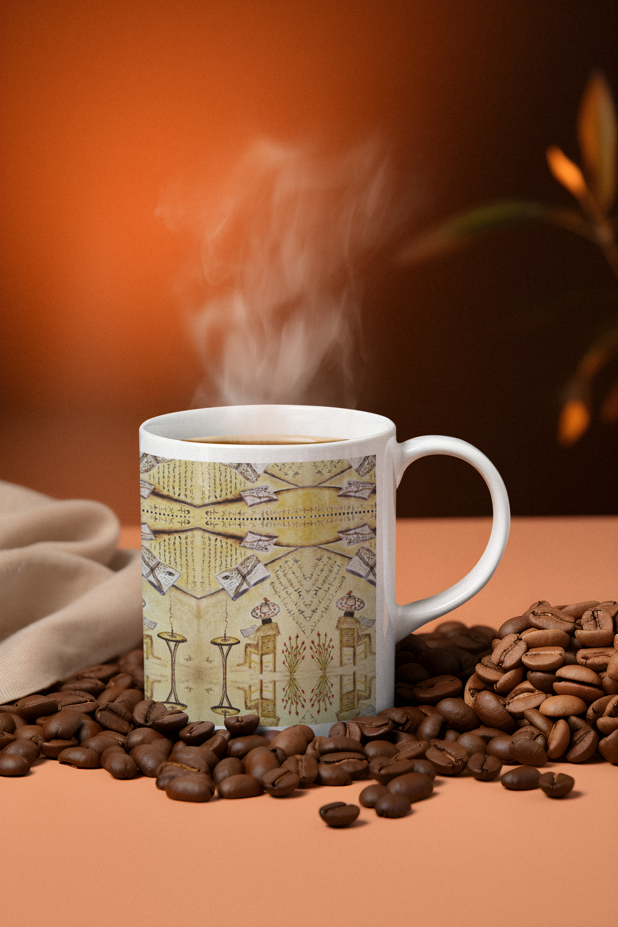 Taza artística de escritorio y libros | Artistic mug for desk and books