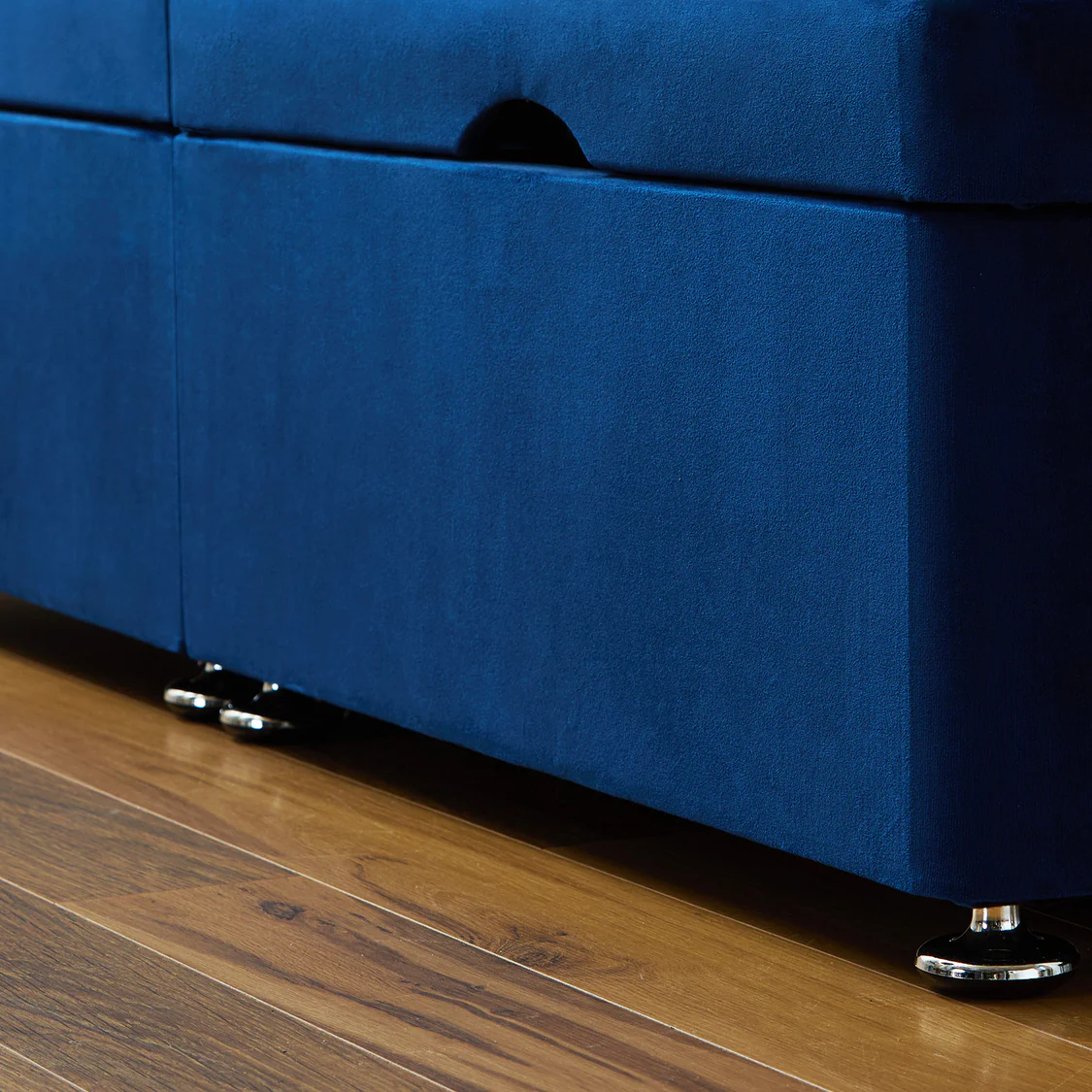 Royal Curve Velvet Ottoman Bed with Hidden Storage