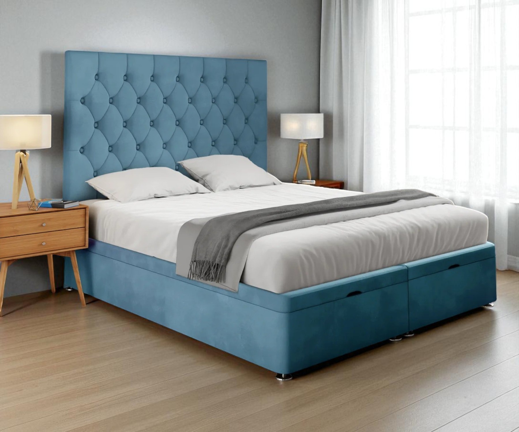 Versailles Ottoman Bed with Deep-Button Headboard