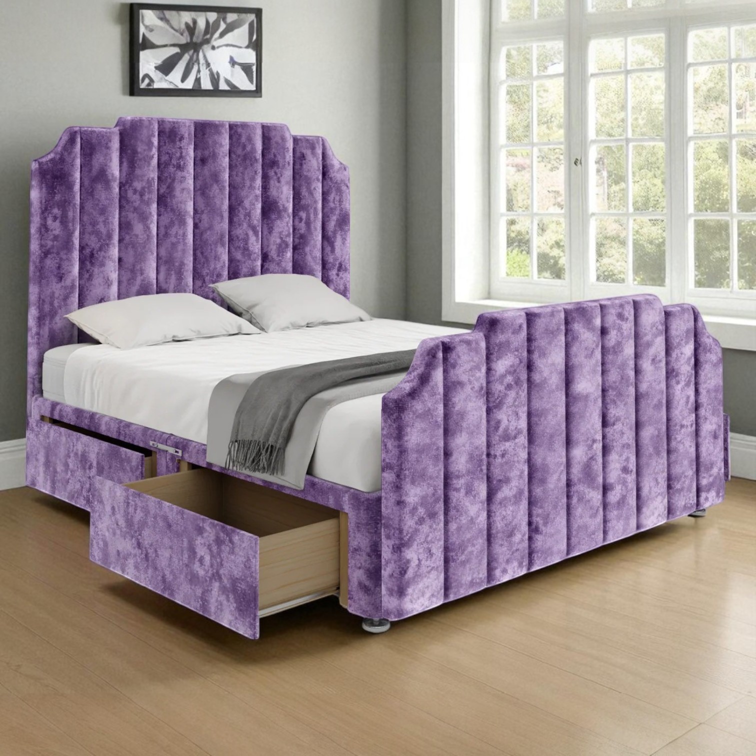Valencia Storage Velvet Divan Bed