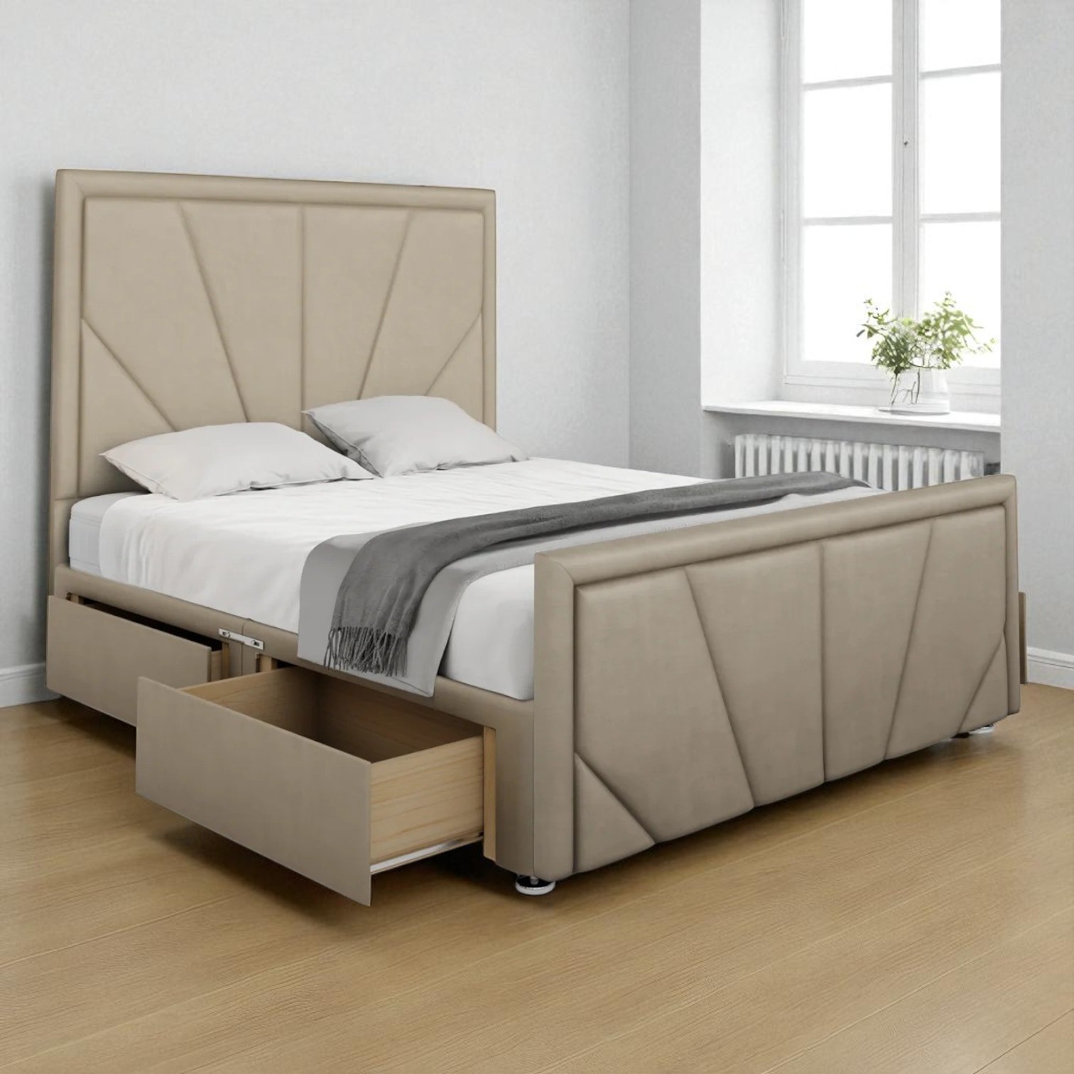 Chic Beige Storage Divan Bed