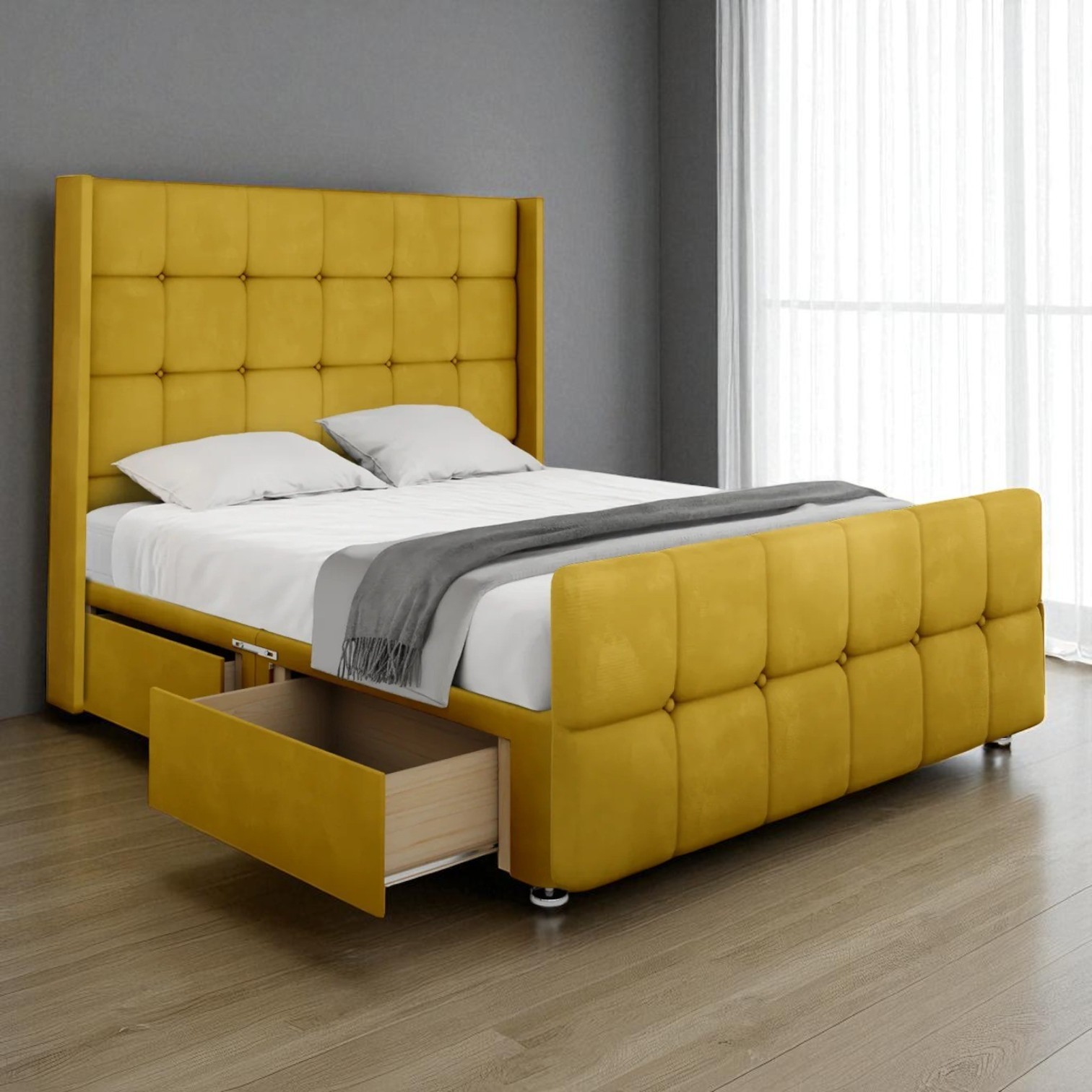 Sunshine Yellow Storage Divan Bed