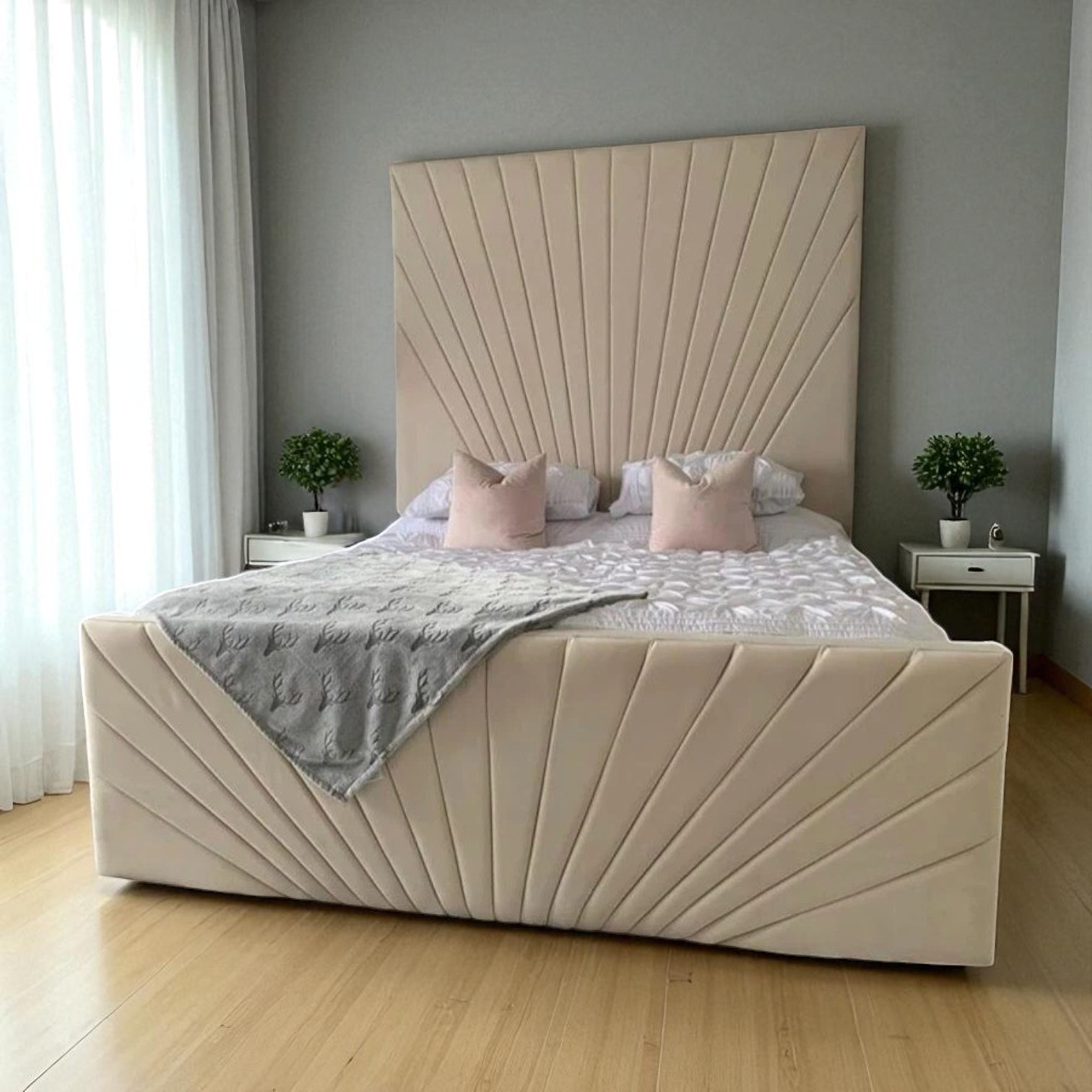 Aurora Sunburst Upholstered Bed Frame