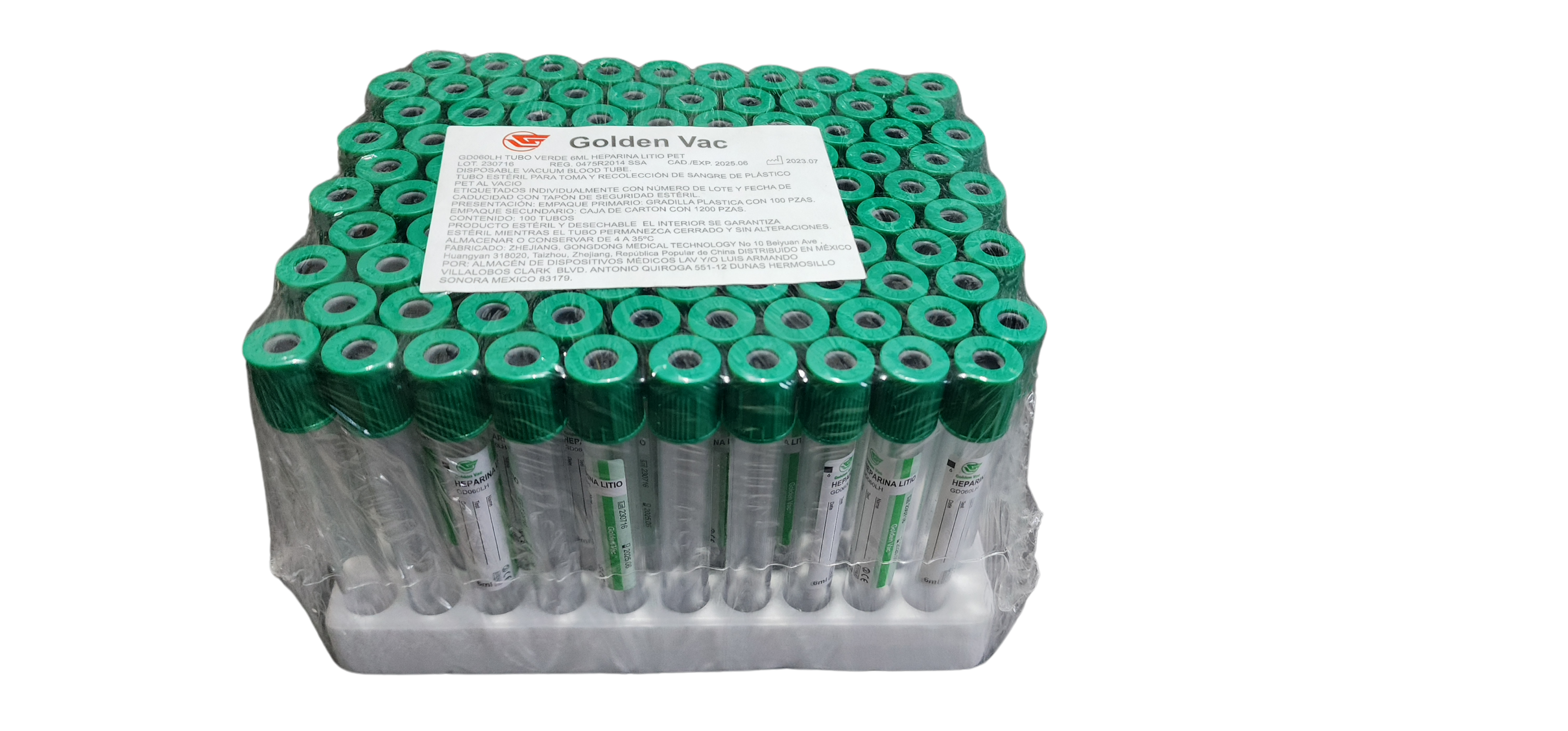 TUBO VERDE 6ML HEPARINA DE LITIO