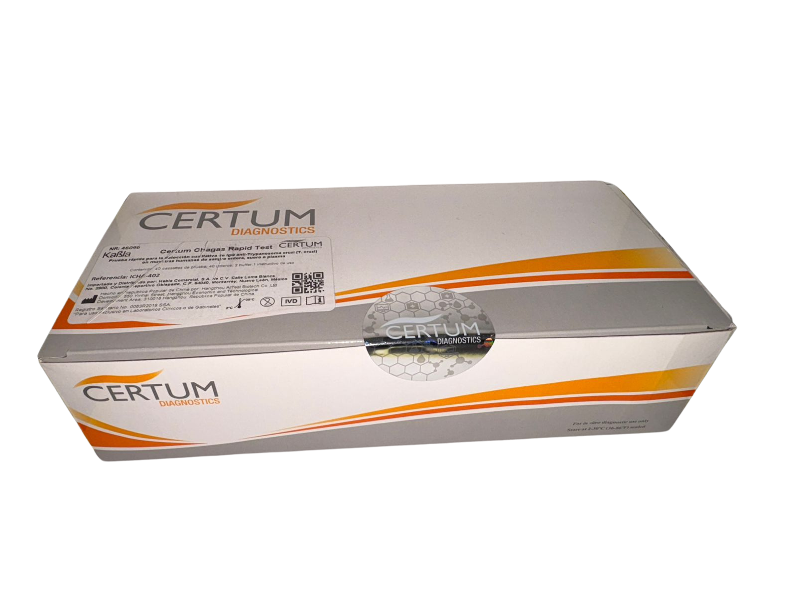 Prueba para detección de anticuerpos (IgG) de Chagas en cassette - caja con 40 pruebas - Certum