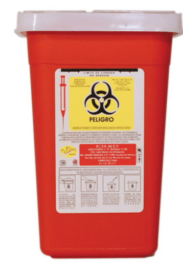 CONTENEDOR DESECHABLE DE PUNZOCORTANTES POLIPROPILENO CAP. DE 3.75 A 4.75 LTS