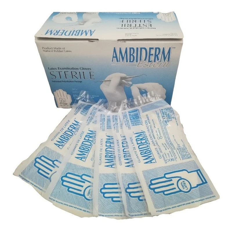 GUANTES DE LATEX ESTERIL T. MEDIANO AMBIDERM C/100