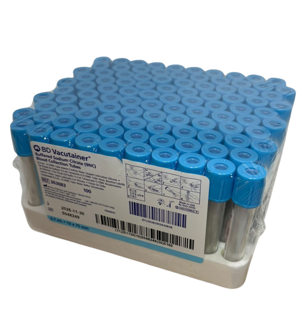 TUBO AZUL CON CITRATO DE SODIO 2.7 ML MARCA BD GRADILLA CON 100 TUBOS