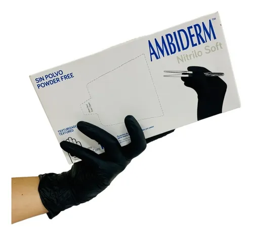 GUANTE DE NITRILO SOFT TALLA MEDIANO COLOR NEGRO MARCA AMBIDERM