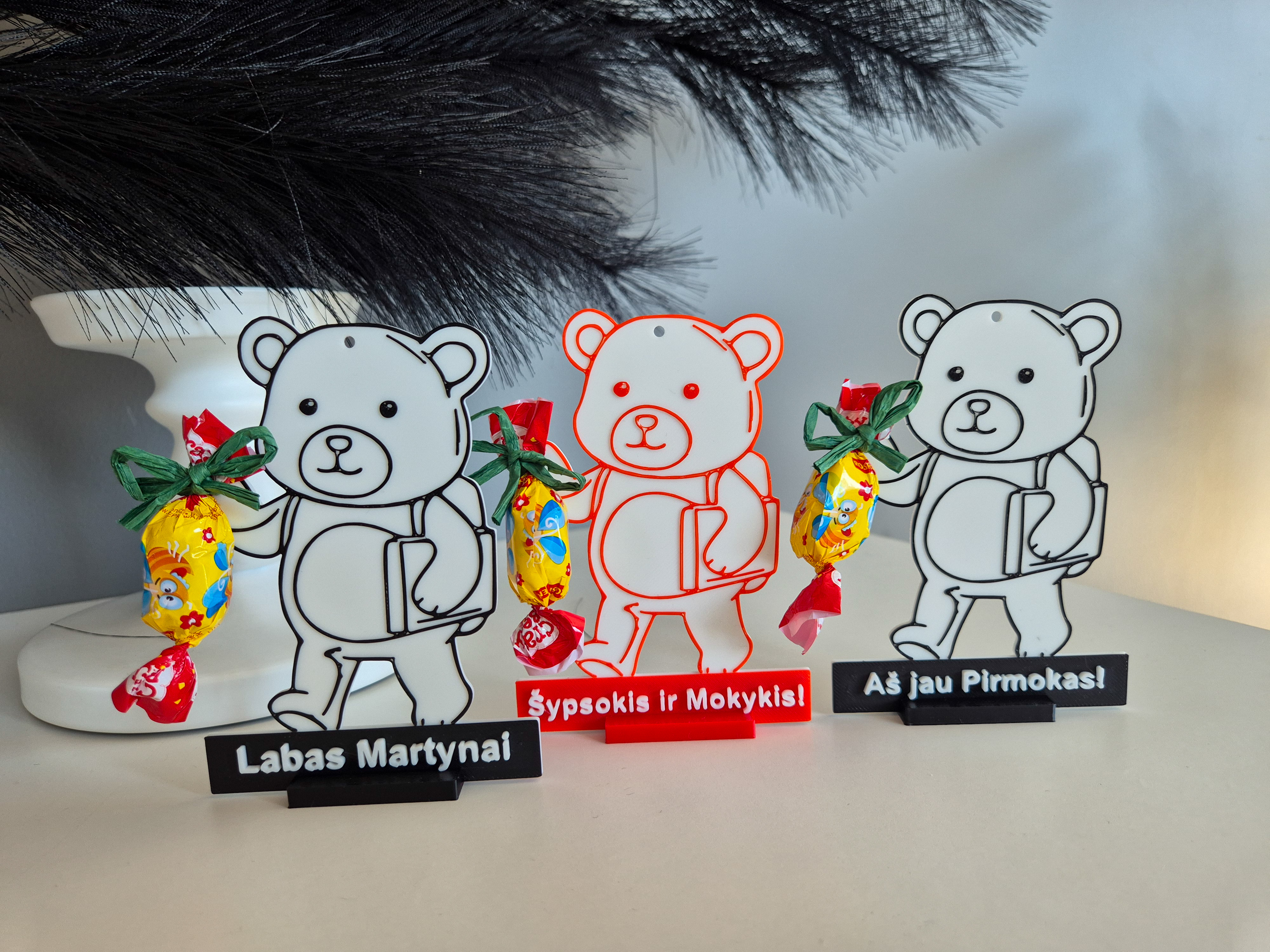 Personalizuota meškiuko dovana mokiniui