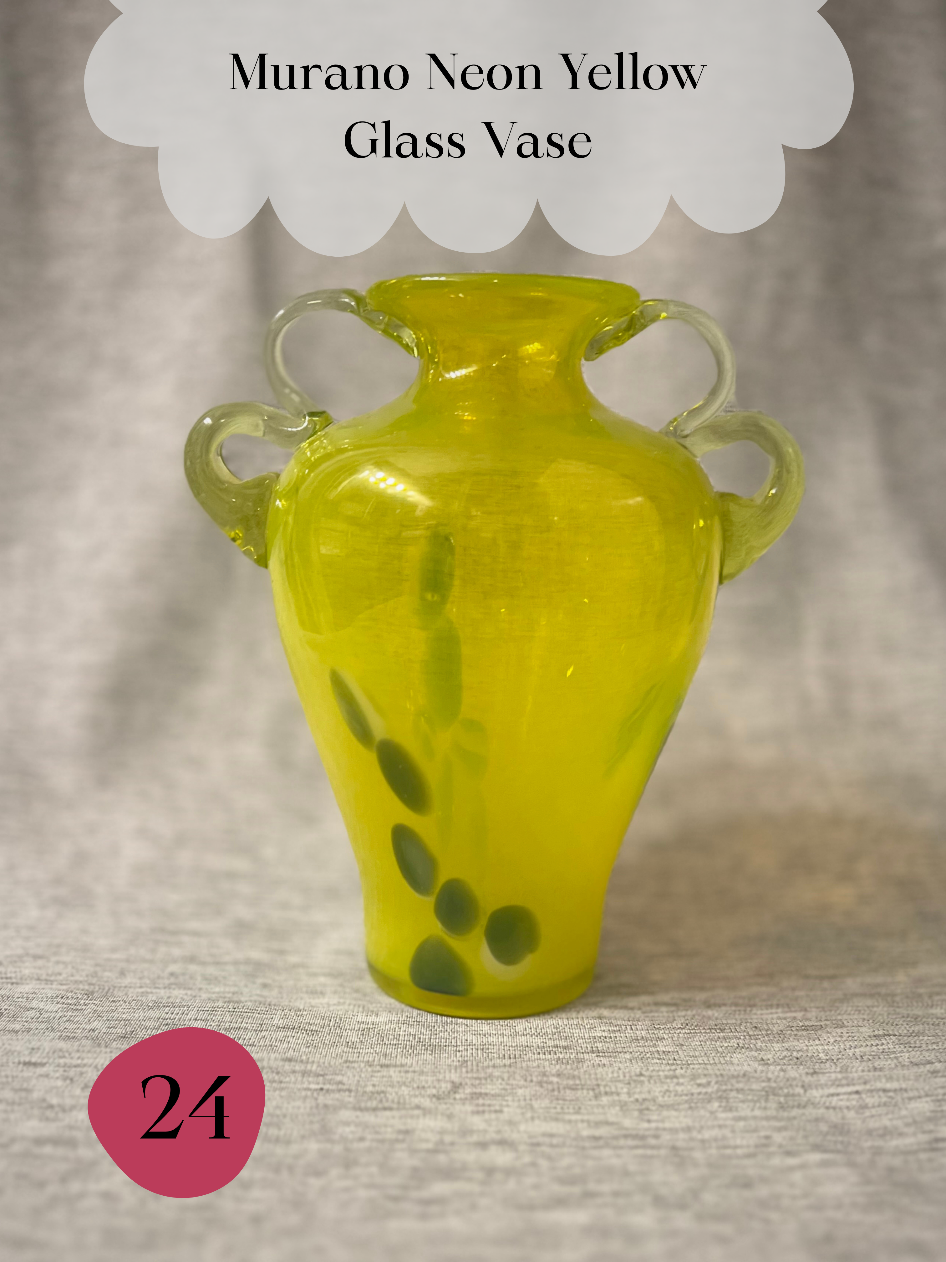 24 • Murano Neon Yellow Glass Vase
