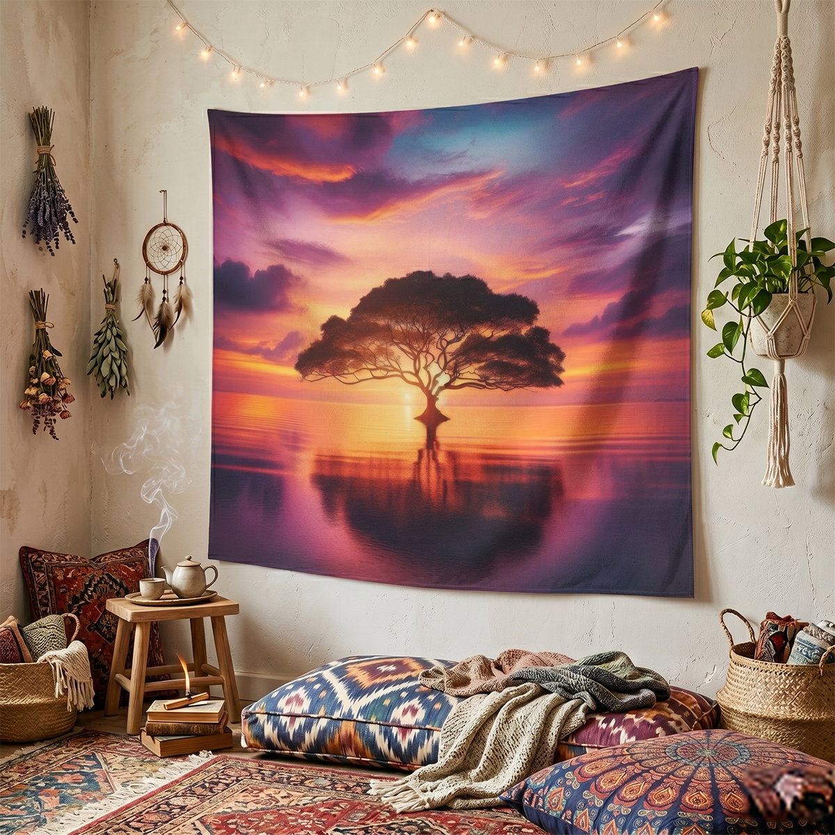 Manta Árbol al Atardecer