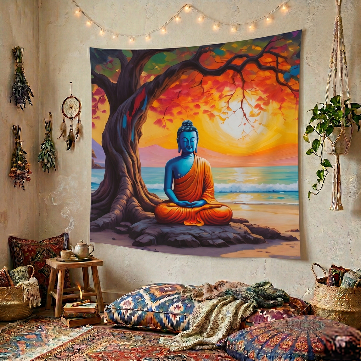 Manta Buda Meditando al Atardecer