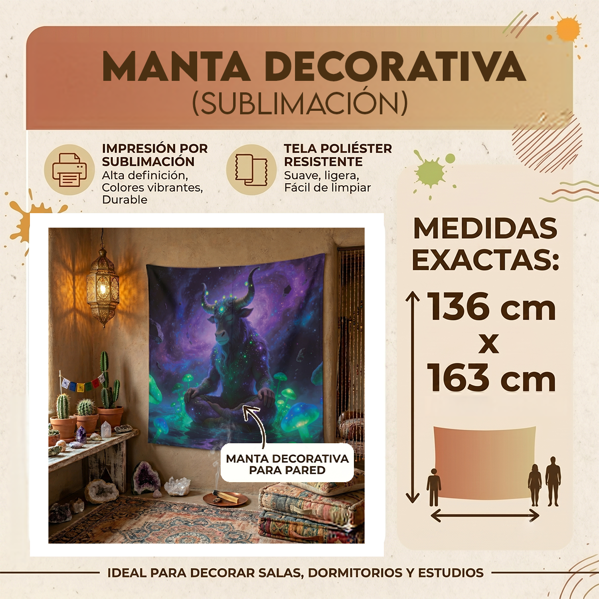 Manta decorativa Toro Cósmico Místico