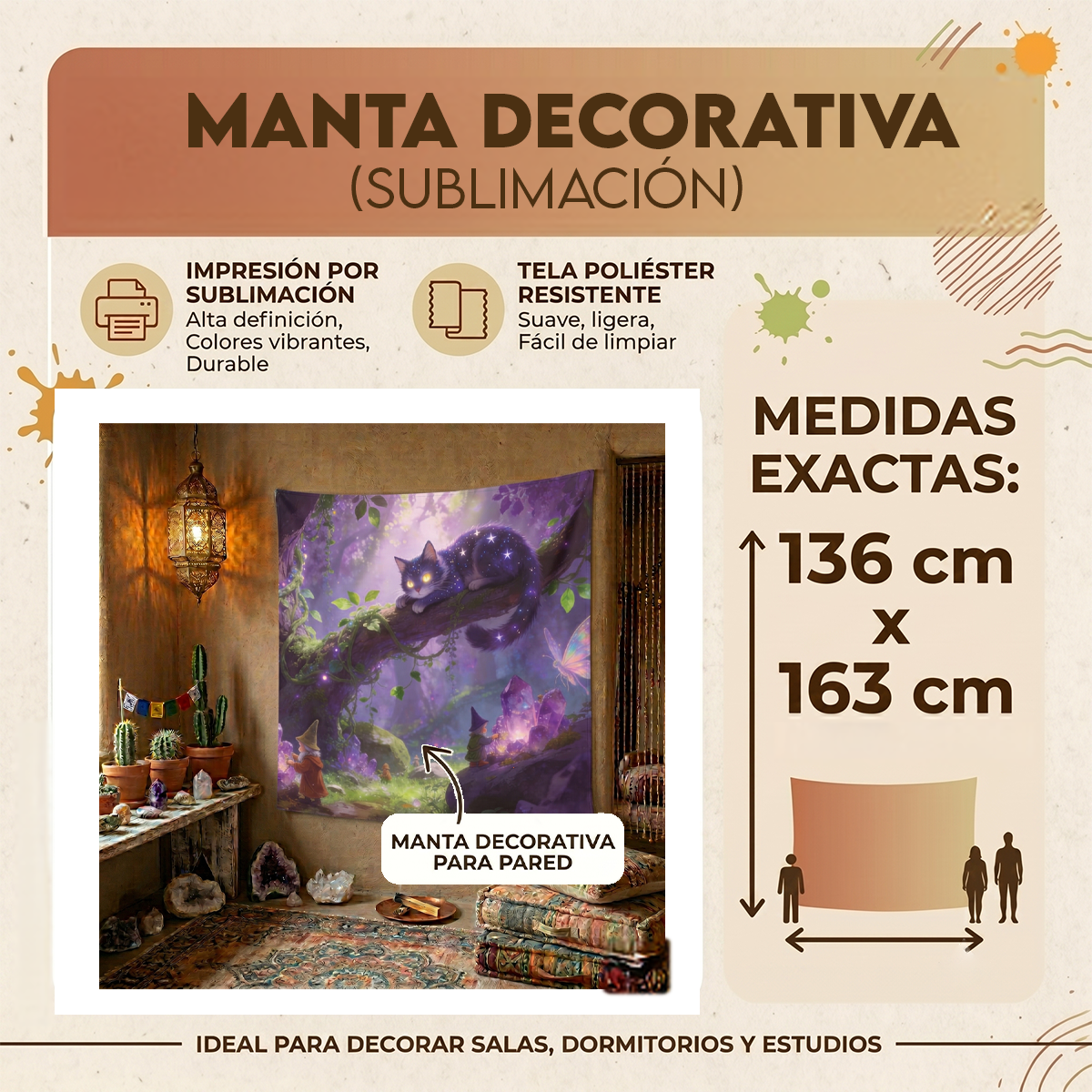 Manta Decorativa Gato Mágico