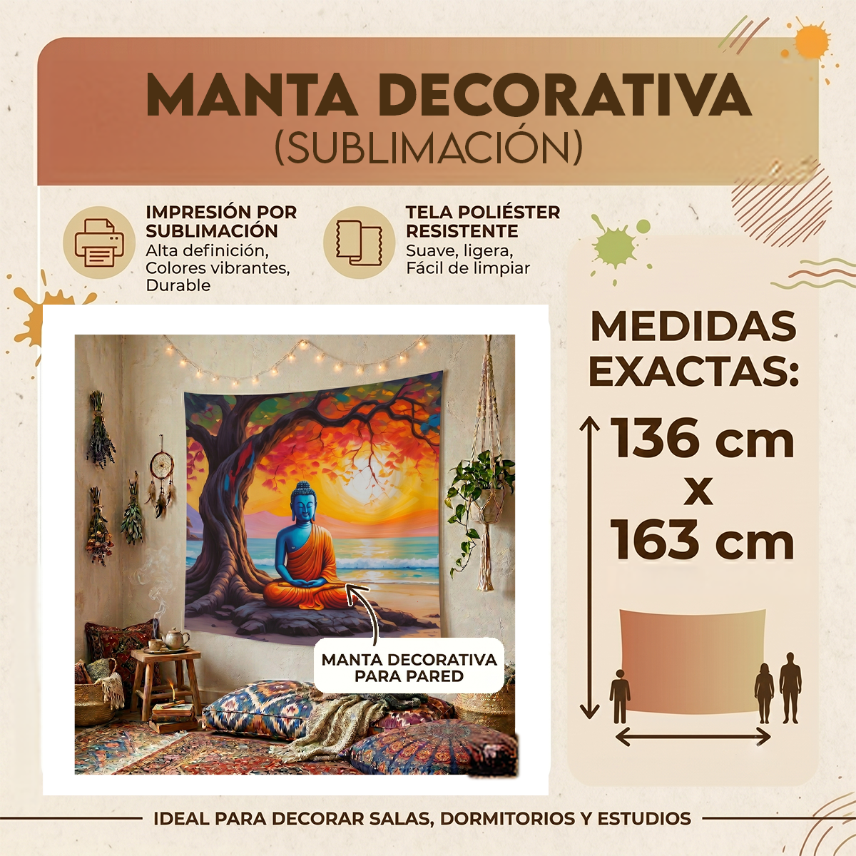 Manta Buda Meditando al Atardecer