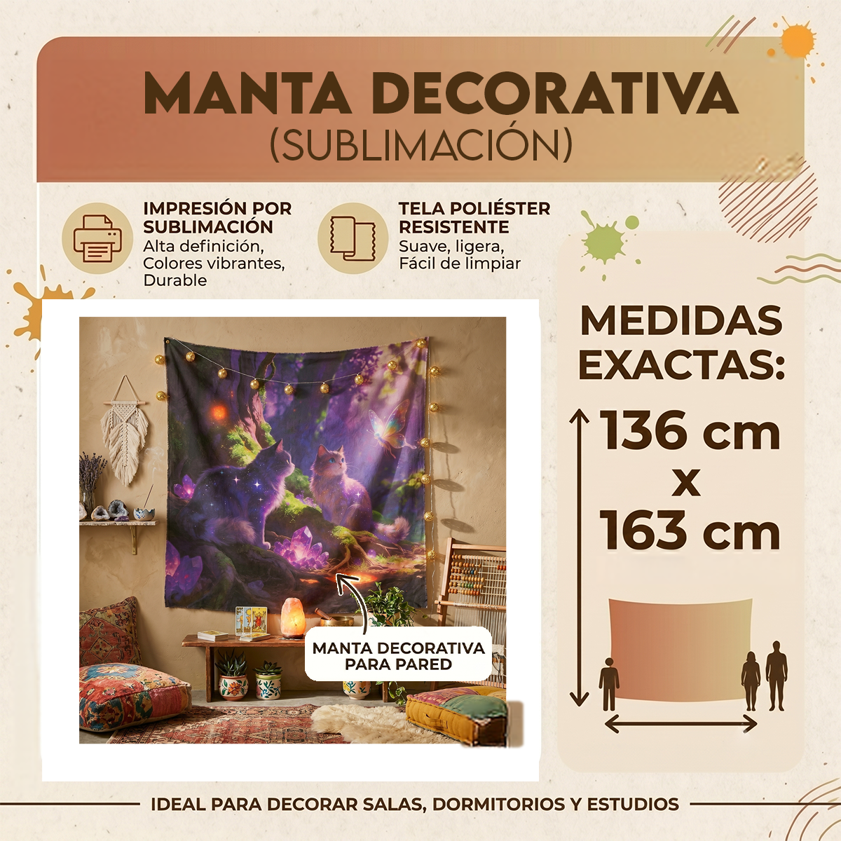 Manta Mágica de Gatos y Cristales