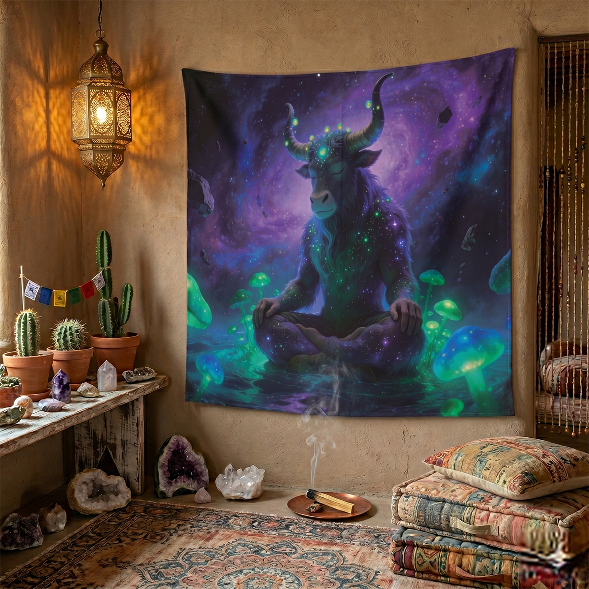 Manta decorativa Toro Cósmico Místico