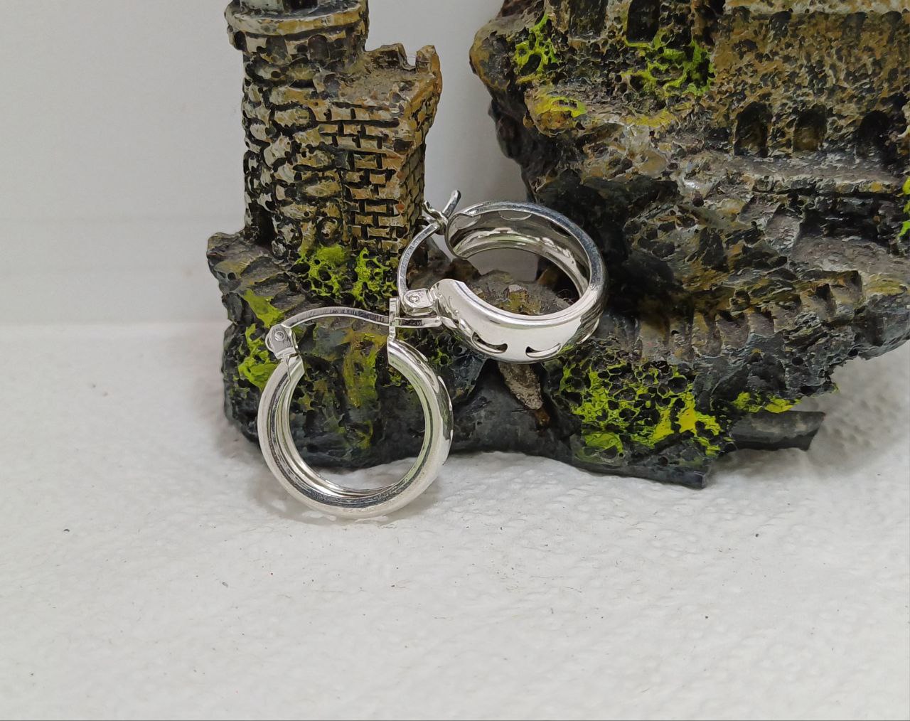 Pendientes de Aro Plateados con lunas, plata 925